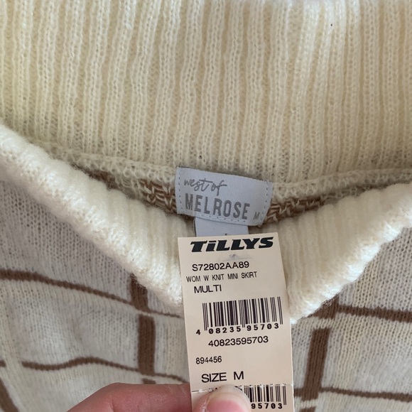 Tilly's Cream and Brown Checkered Mini Skirt - Picture 2 of 3